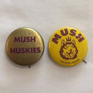 Vintage Metal MUSH Huskies Pins - Purple & Gold!